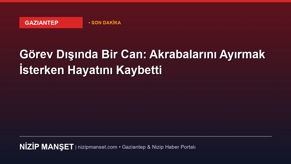 Görev Dışında Bir Can: Akrabalarını Ayırmak İsterken Hayatını Kaybetti