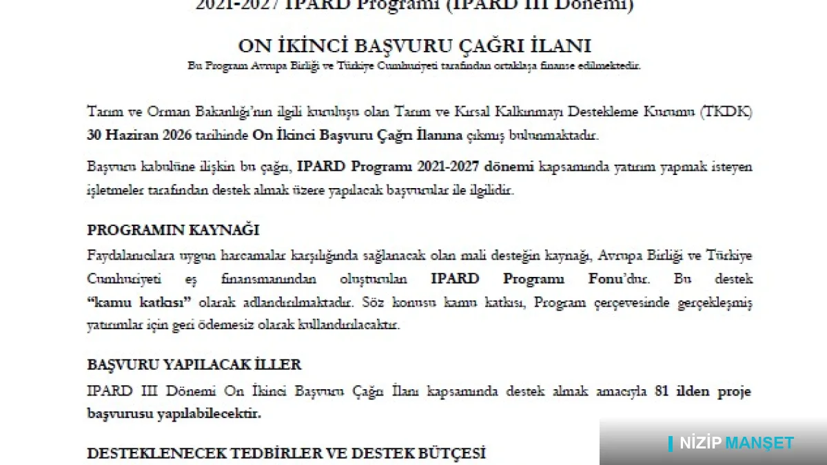 Nizip'te Tarımsal Kalkınma Hamlesi: IPARD III Destekleri İçin Başvuru Süreci Başladı